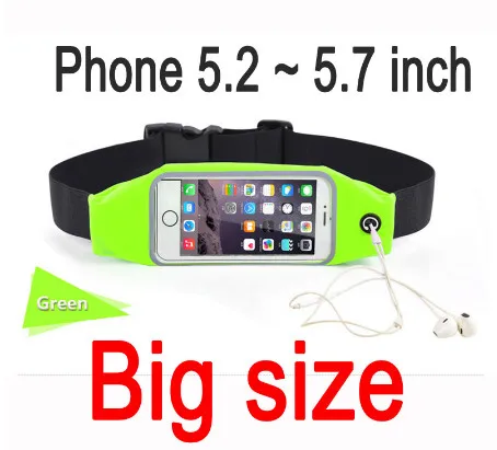 Green Big Size Спортивные аксессуары тренажерный зал Водонепроницаемый Чехол универсальный чехол для телефона iPhone 6 6S 7 Plus 5 5S 5C se 4 4S Samsung galaxy S6 S7 Edge S5 - Цвет: Green Big Size