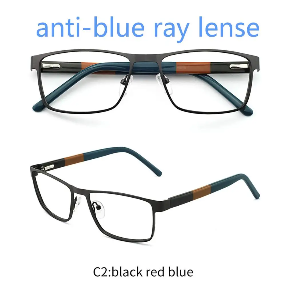 C2a black red blue OCCICHIARI, мужские очки, оправа, оптические, мужские очки,, модные, металл, ацетат, очки Oculos De Grau, весенние петли, черные, Бико - Цвет оправы: C2a black red blue