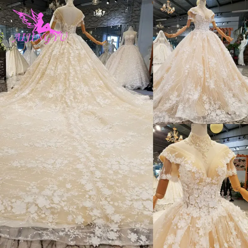 

AIJINGYU Plus Size Wedding Gowns Korean Gown Lace Tulle Widding 2 Piece Discount Bridal Beautiful Wedding Dresses For Sale