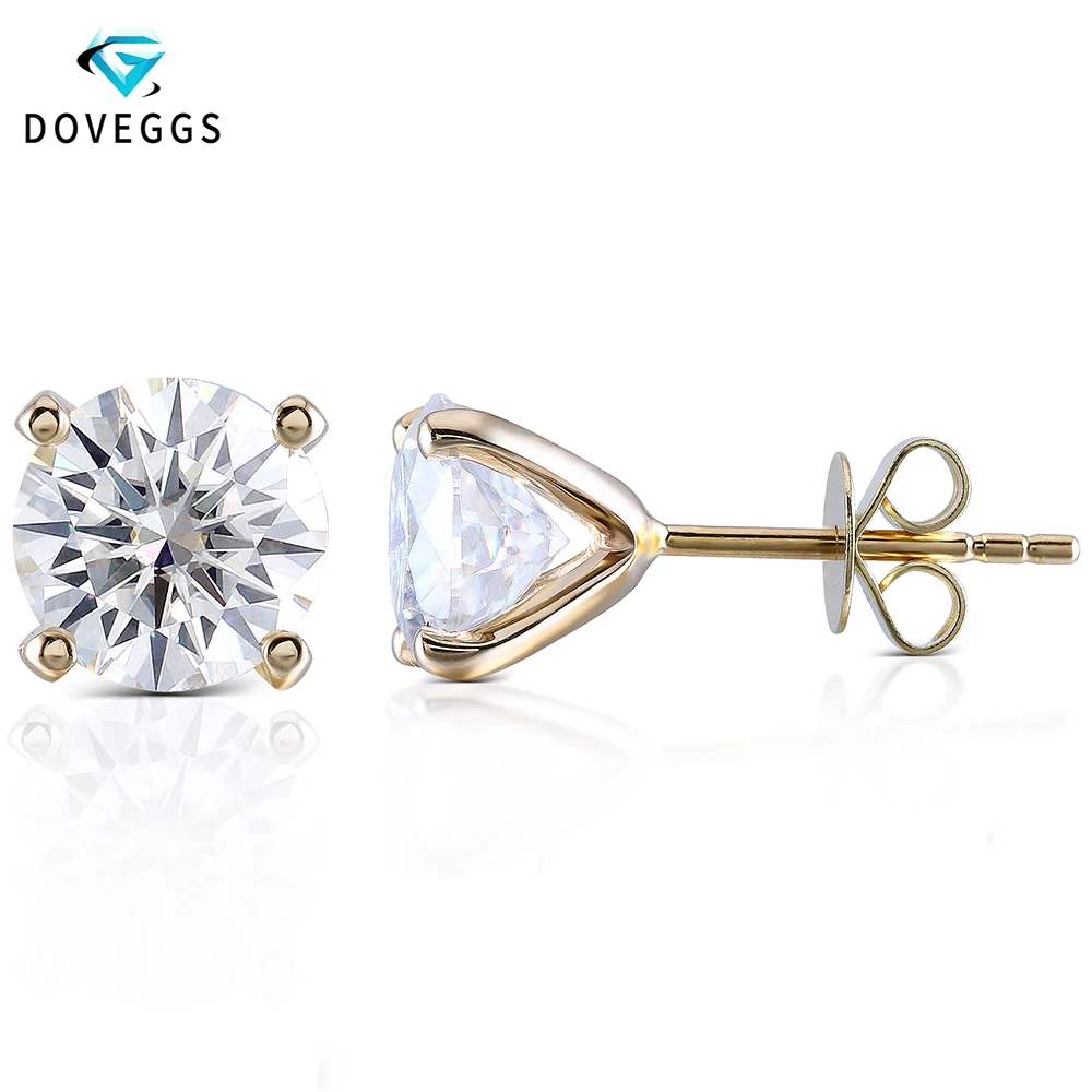 Серьги DovEggs 14K 585 Желтое золото F цвет бриллианты для женщин Свадебные с эффектом