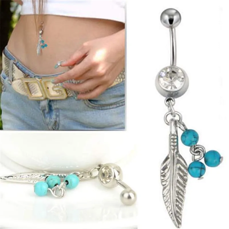 Новый Живота Бары Натуральный Камень Шарик Маленький Лист Мотаться Пупок