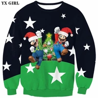 yx girl drop shipping 2018 new fashion long sleeve sweatshirt christmas mario cartoon print 3d mens womens casual pullover