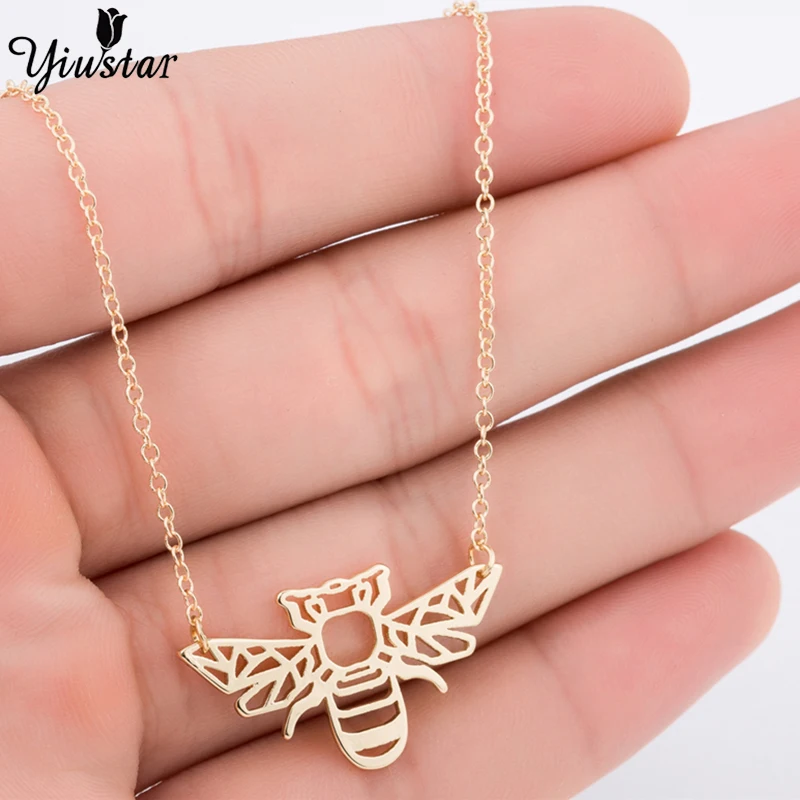 Yiustar мини животное дикий оригами золотое ожерелье с кулоном пчела и кулонами