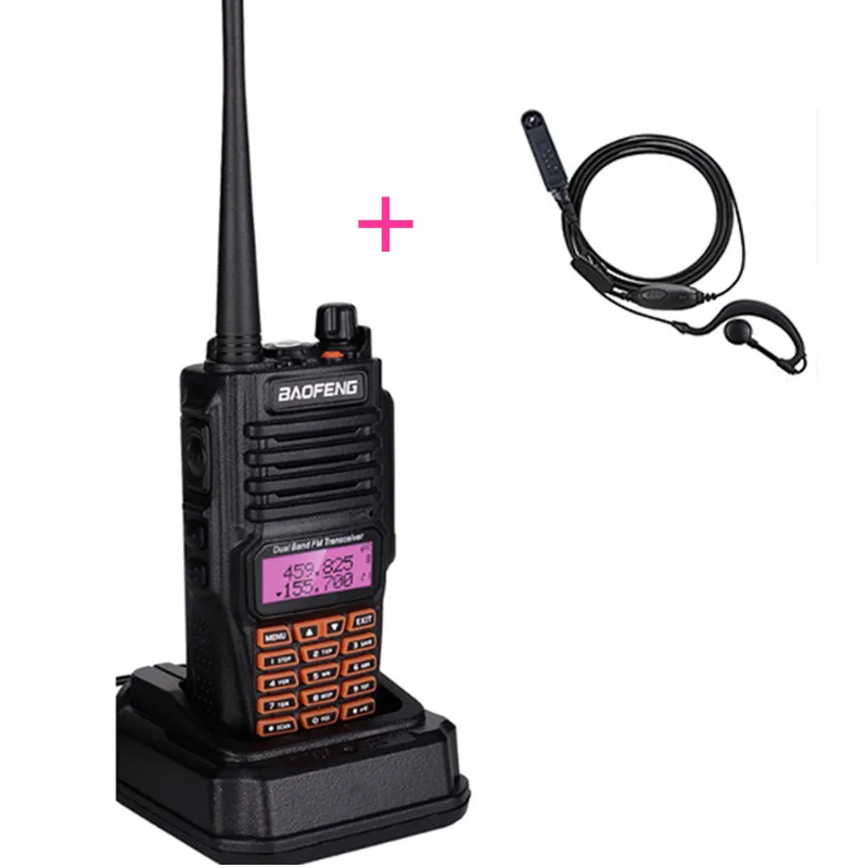 Baofeng UV-9R plus двухстороннее радио 136-174/400-520 МГц uv9r ip67 трансивер Ham cb радиостанция Водонепроницаемая 10 Вт рация - Цвет: UV9R with earpiece