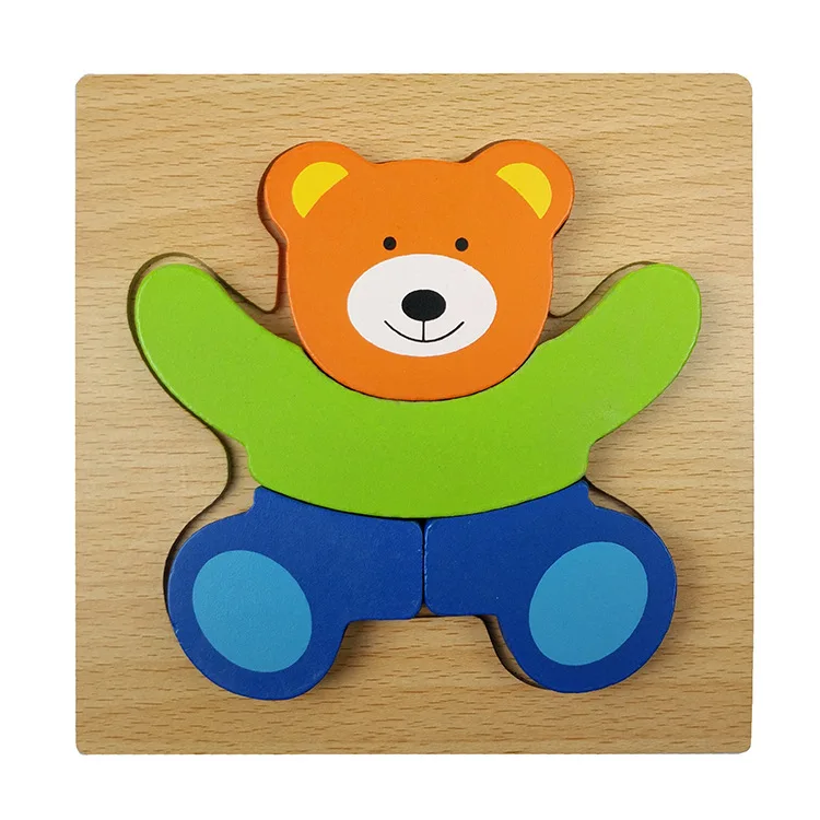 1 шт. Деревянные 3D головоломки игрушки для детей Мультяшные животные машинки
