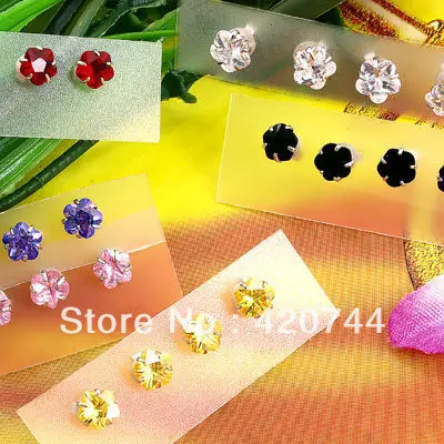 6x пара Mix Яркие cz кубического циркония шпильки 6 мм Серьги Chic|stud earrings men|stud ukearring organization |