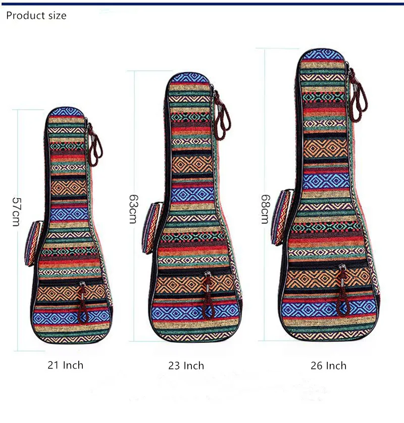 ZONAEL 21 23 26 дюймов мягкий хлопок народный портативный бас гитара Gig Bag Ukulele Чехол
