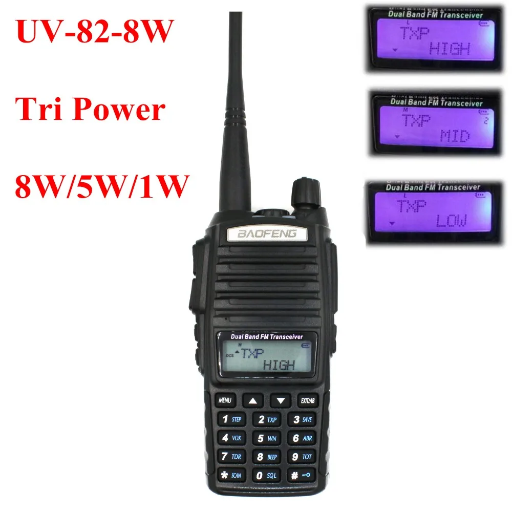 2 шт. Baofeng UV82 8 Вт Мощный двухдиапазонный двойной дисплей двойной режим ожидания 136-174 и 400-520 МГц 2800 мАч батарея двухстороннее радио UV-82-8W