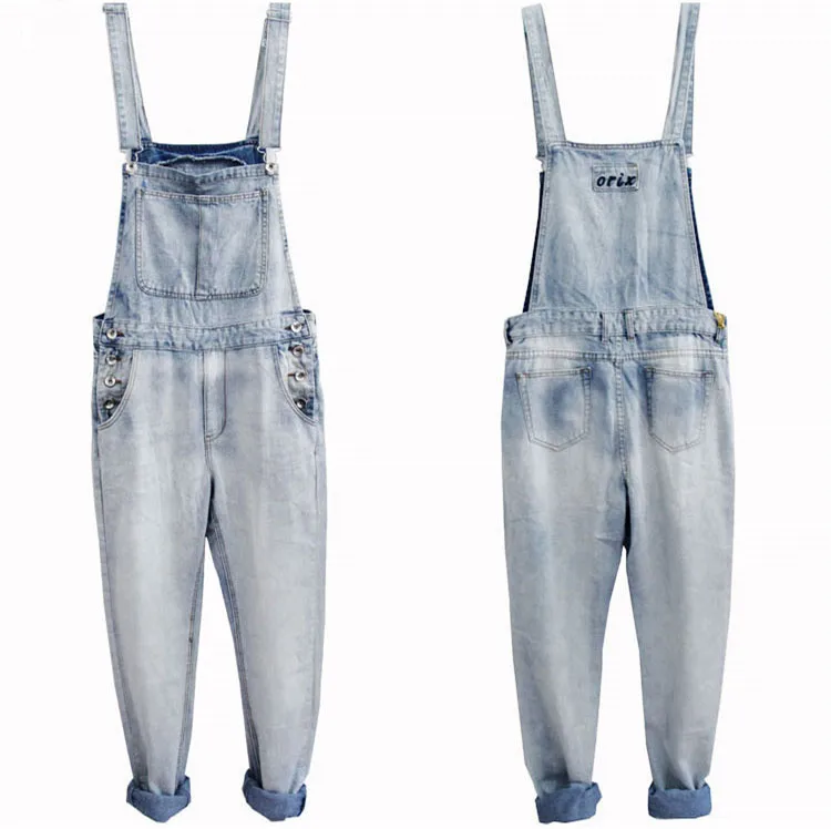 

4XL 5XL Plus Size Mens Blue Denim Bib Overalls Male One Piece Loose Fit Jean Jumpsuit For Men Suspender Pants Big Size Jeans