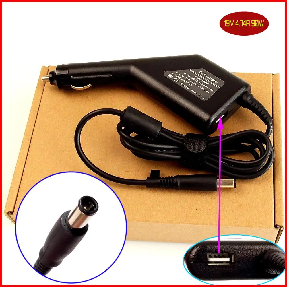 

Laptop DC Power Car Adapter Charger 19V 4.74A + USB Port for HP/Compaq 384019-002 391172-001 463554-001 463955-001 608425-001