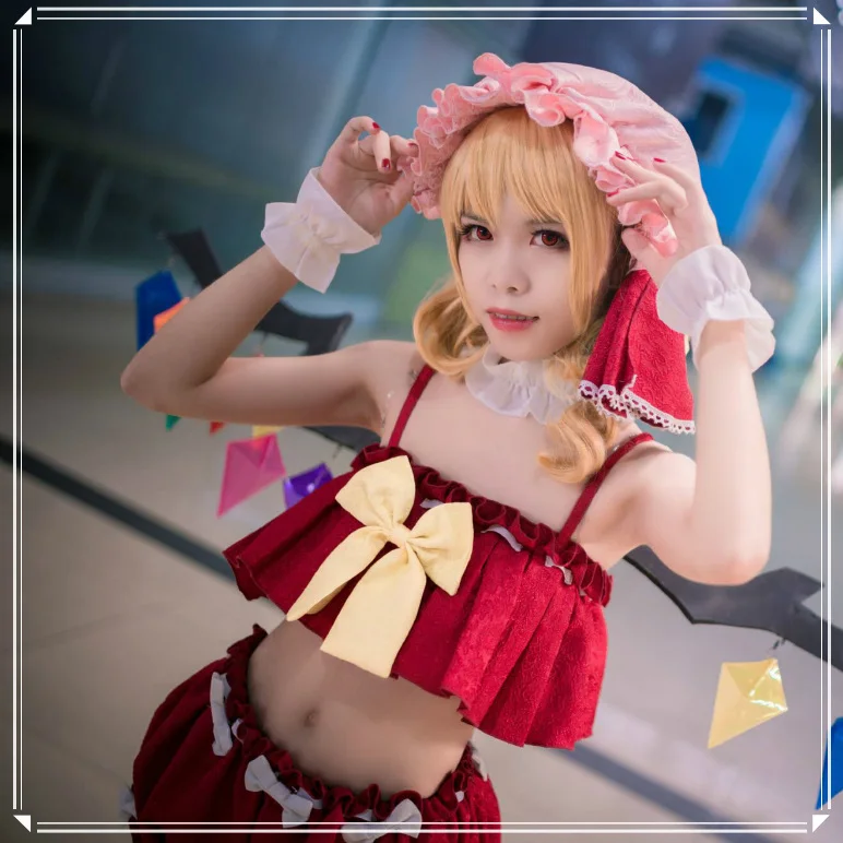 [Индивидуальные] Аниме Touhou проект Flandre алый летний сексуальный купальник Косплей Костюм Любой размер женский Хэллоуин - Цвет: Flandre Scarlet