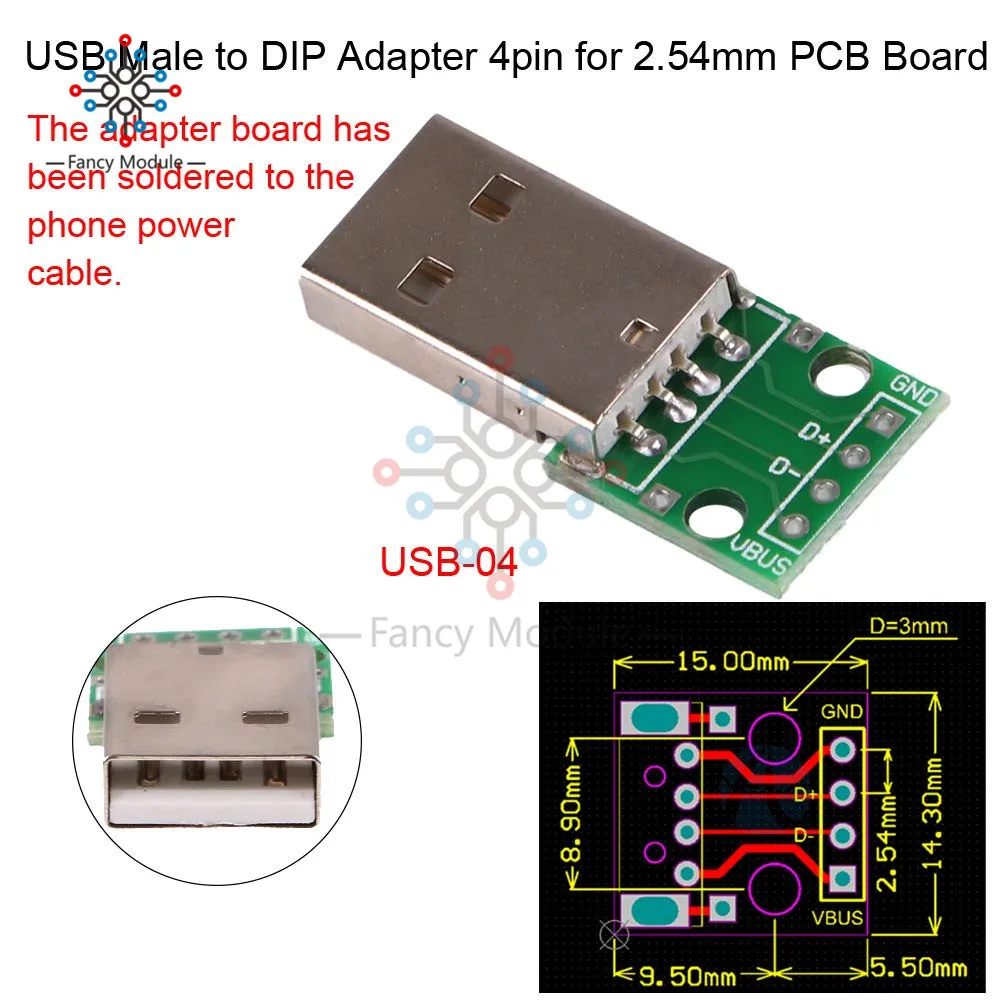 Micro USB Женский Mini A Мужской 2 0 3 Type B интерфейс до 54 мм DIP PCB адаптер коммутационная