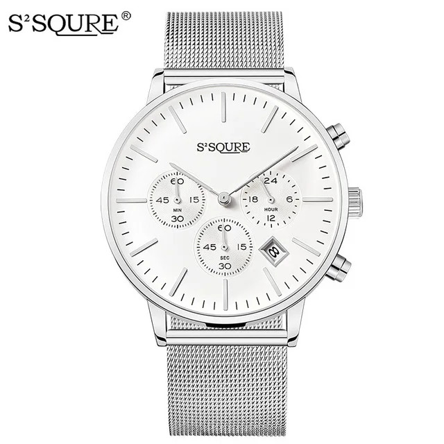 IK colouring Bestn Men's Analog Quartz Watch Multifunction with Date Leather/Stainless Steel Mesh Band Casual Wrist Watches | Наручные