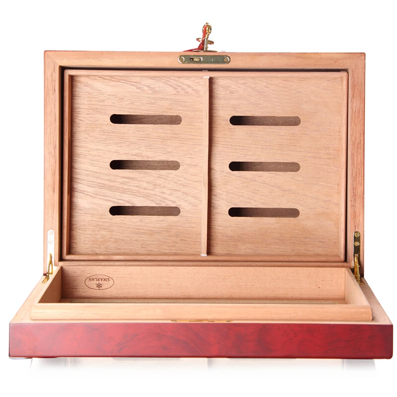 Стеклянная верхняя humidor деревянная испанская кедровая Коробка Для Хранения Сигар с подносом