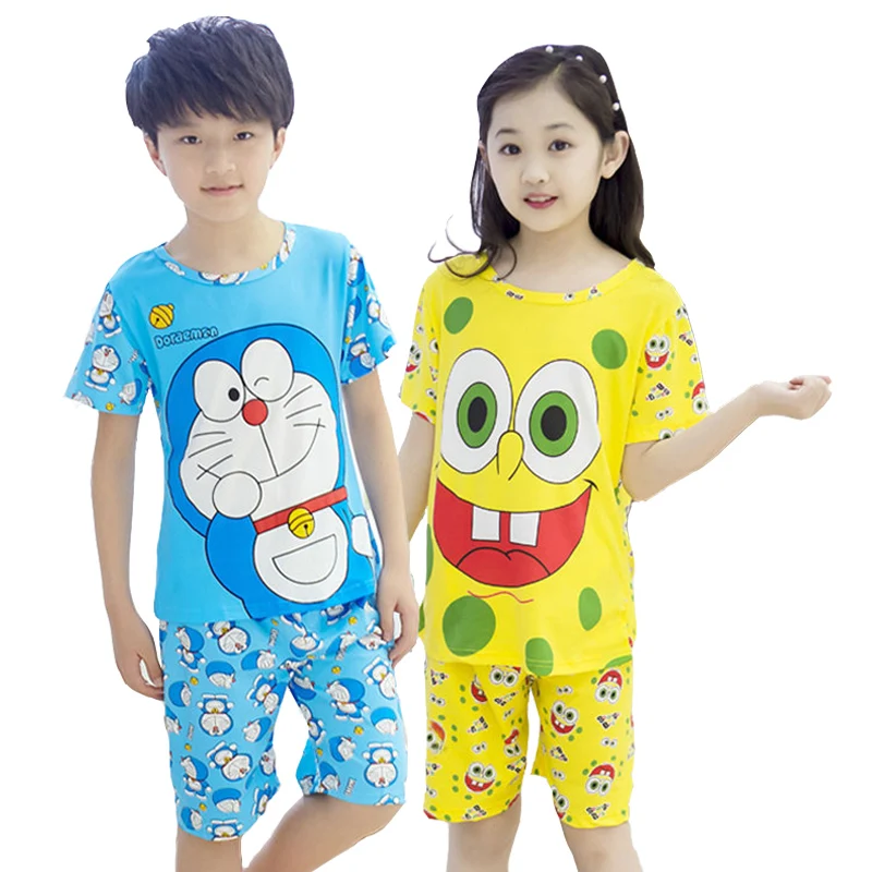 Летние детские пижамы детская одежда комплект дышащий молочного шелка удобные
