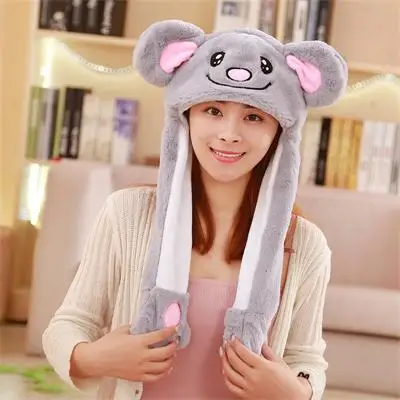 koala Забавный слон кролик шапка единорог с ушками движущиеся плюшевые игрушки мягкие креативные животные шляпа милый подарок на день рождения для детей девочка - Цвет: koala