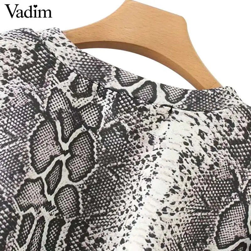 Vadim women snake print oversized sweatshirts short style loose-fitting sleeve animal pattern pullovers loose crop tops HA208 | Женская