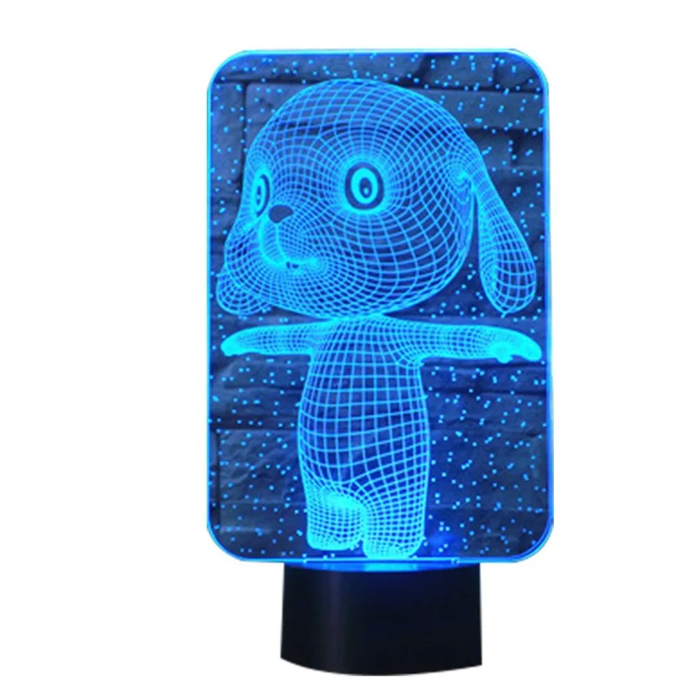 7 цветов Изменение Настольная лампа с рисунком кролика сенсорная настольная 3D