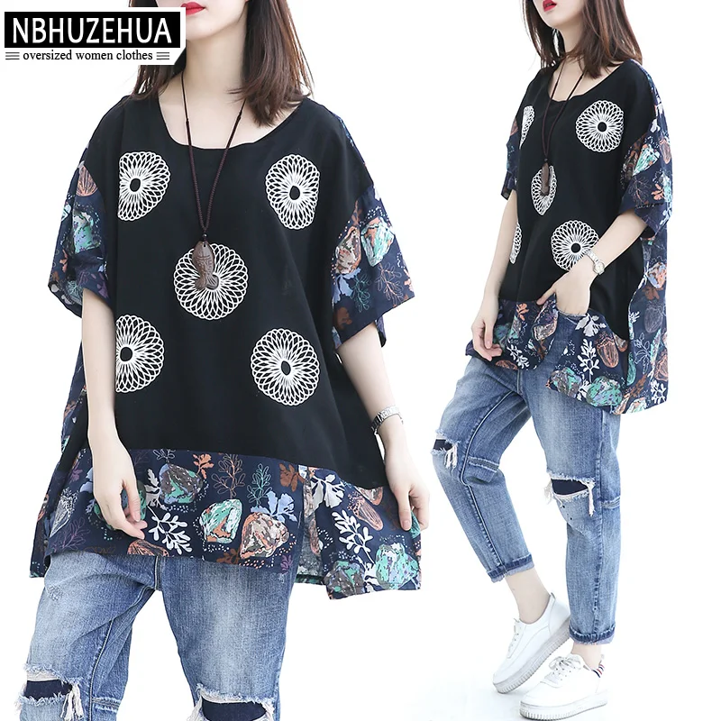 NBHUZEHUA 7G553 4XL 5XL 6XL летние хлопковые льняные Женские топы и блузки с рукавом летучая