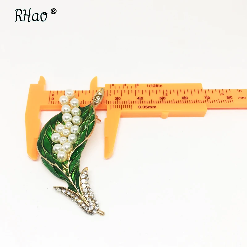 RHao зеленых листьев жемчужные броши для женщин латинский танец платья