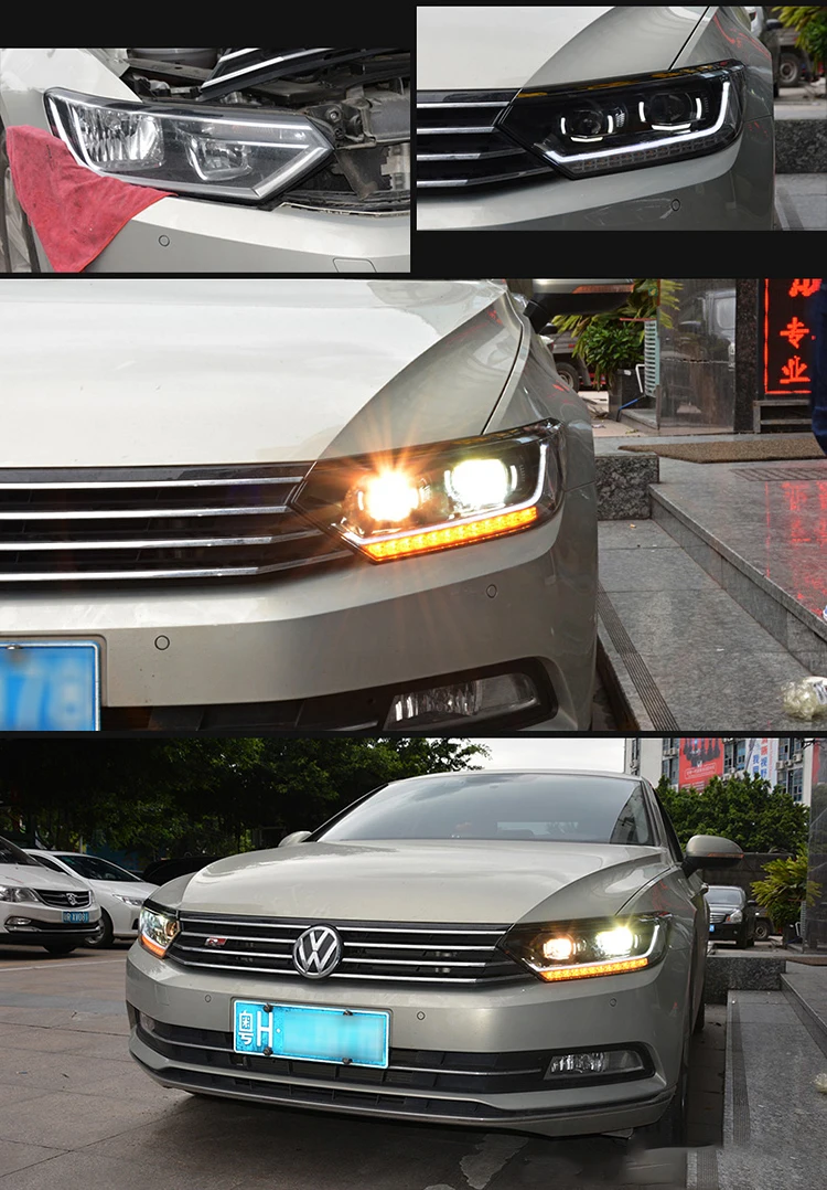 KOWELL автомобильный Стайлинг головы для VW Passat B8 EUR Verson фары Passat B8 светодиодный DRL H7 D2H Hid биксеноновый луч
