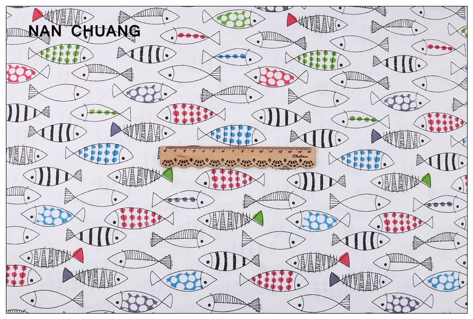 Nanchuang, 7 шт./лот, серия рыб, хлопковая ткань, Лоскутная Ткань для рукоделия, ручная работа, для шитья, для детей, материалы 20x25 см