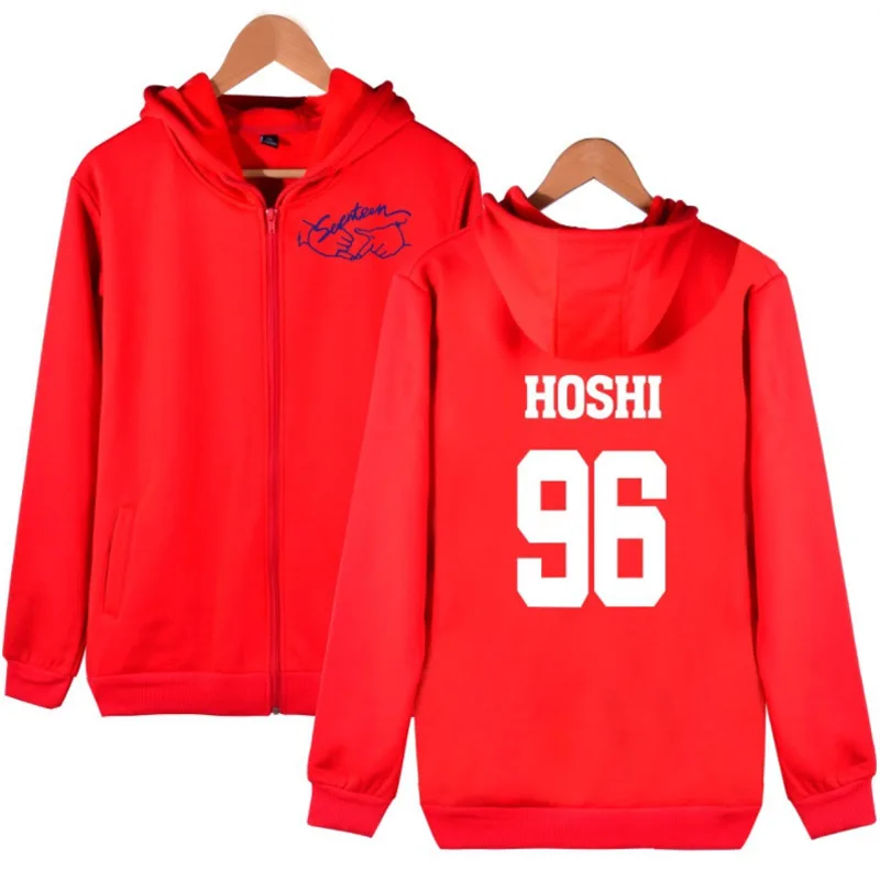 

Moletom K POP K-POP KPOP Seventeen Zip Up Harajuku Hoodies Sweatshirt Women Letter Printed zipper Hooded Jacket Coat streetwear