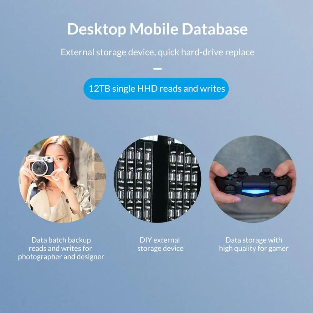ORICO 2 Bay 3.5'' HDD Case With Raid Function SATA to USB 3.0 Transparent Hard Drive Box Support UASP With 12V3A Power 24TB Max