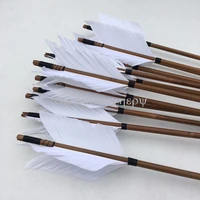 for recurve traditional longbow 61224pcs archery bamboo arrows with black nocks hunting target arrows fixed length 32 inches