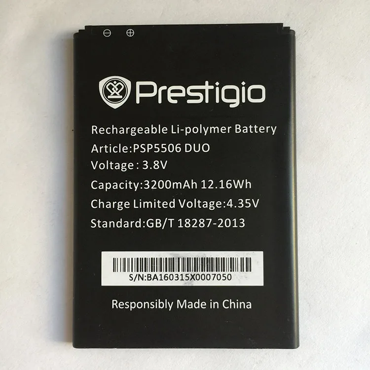 Высокое качество psp5506 3.8 В 3200 мАч Замена Батарея для Prestigio MULTIPHONE Duo батареи