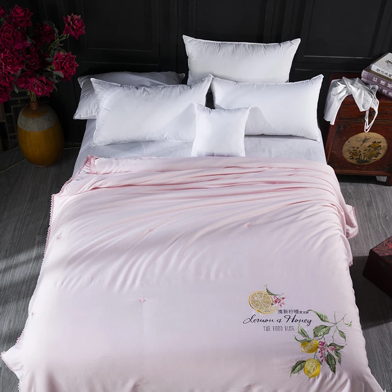 Высококачественное хлопковое льняное летнее стеганое одеяло с вышивкой, хлопковое Шелковистое шелковое кружевное одеяло, теплое Королевское одеяло