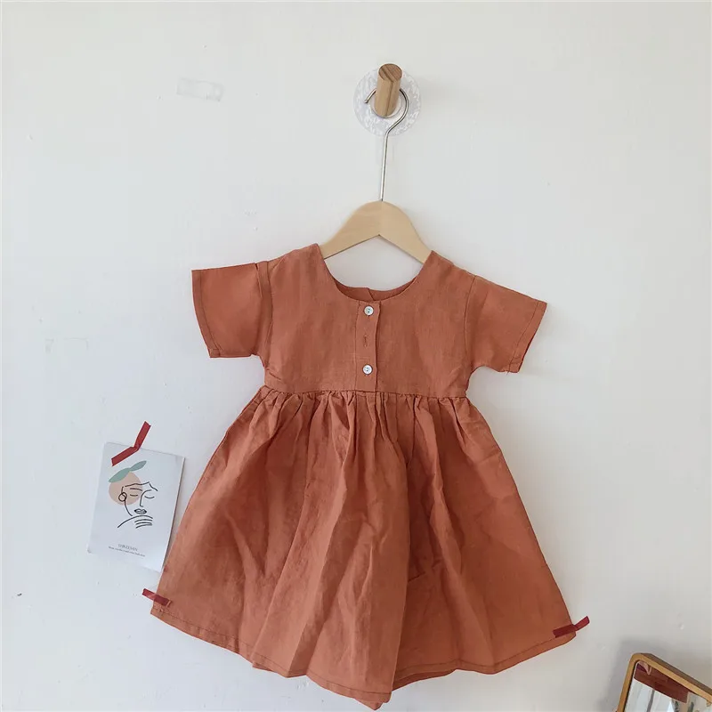 grapefruit pink Новинка года; летнее хлопковое льняное платье для мамы и дочки в Корейском стиле; повседневные Длинные свободные платья для девочек; Семейные комплекты - Цвет: grapefruit pink