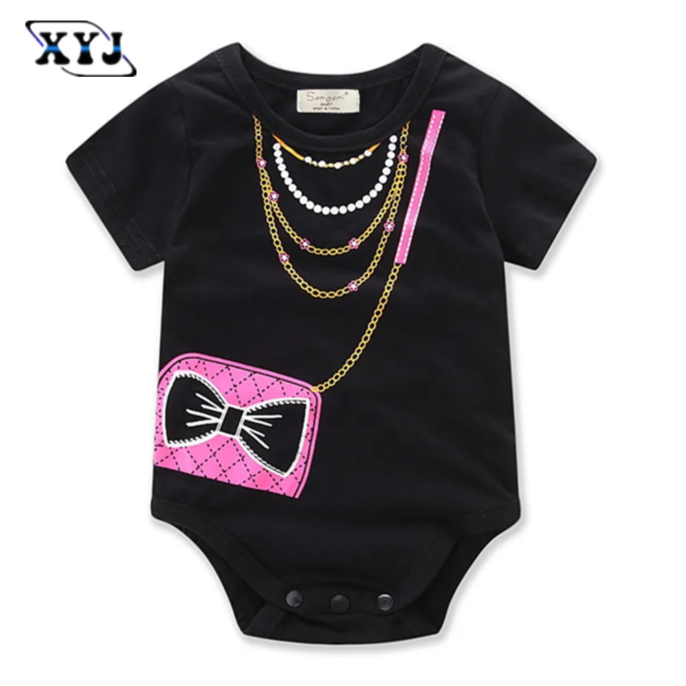 Лето 2017 г. короткий рукав ползунки для новорожденного комбинезон черный