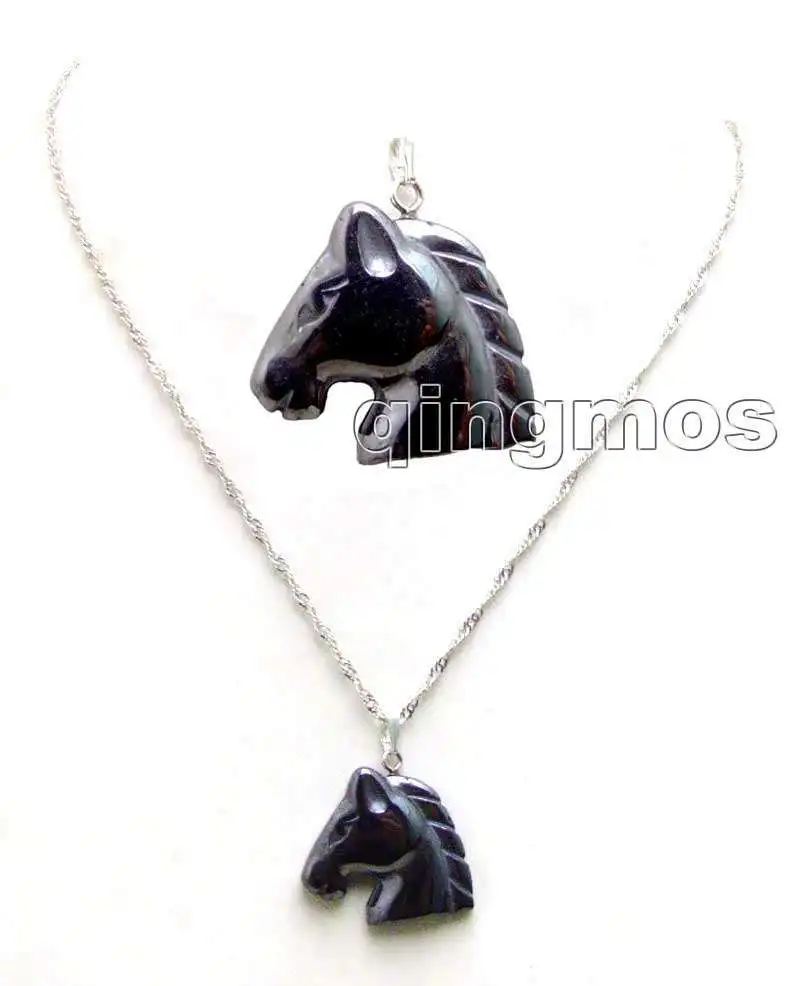Продажа Большой 24 мм голова лошади черный гематит Подвески и бесплатно 17