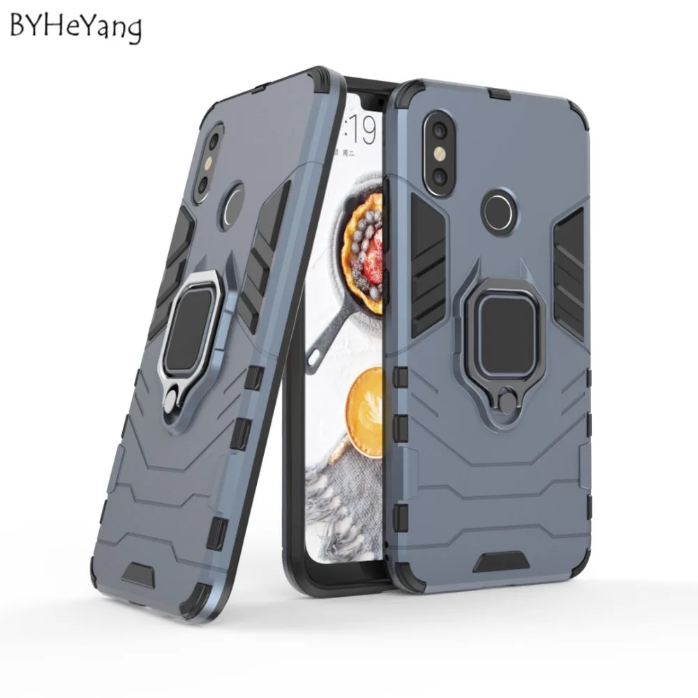 BYHeYang роскошный бронированный чехол для Xiaomi Mi 8 металлический кольцевой кронштейн