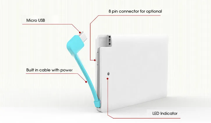 Ультратонкий Портативный Воздуха Карты Power Bank 2000 мАч AA 18560 Внешняя Аккумуляторная