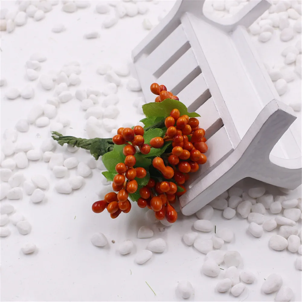 12 шт./лот миниатюрный букет из бутонов с искусственными тычинками листья цветы