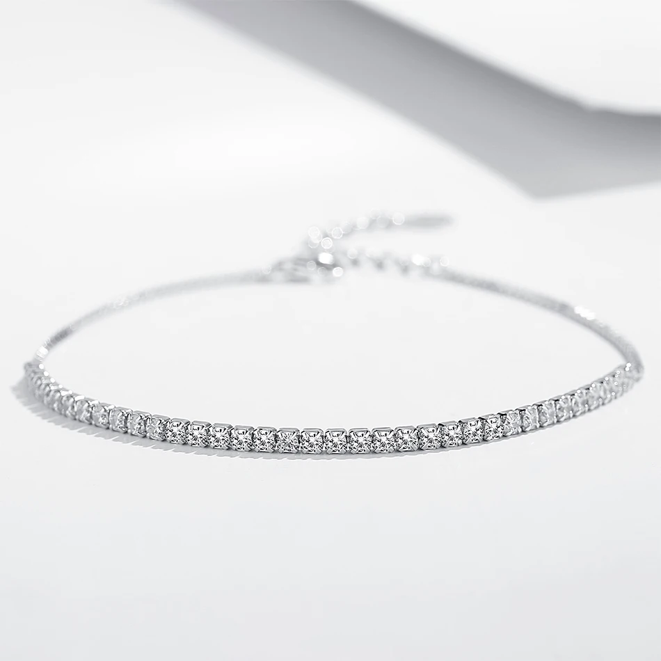 ELESHE Authentic Real 925 Sterling Silver Bracelet for Women Cubic Zirocnia Crystal Tennis Charm Bracelet Wedding Jewelry Gift
