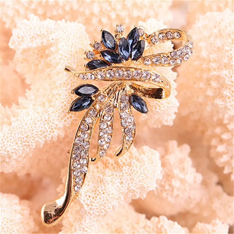 Multi-color Crystal Wheat Brooches For Women Rhinestone Brooch Pin Fashion Jewelry Coat Dress Corsage Flower Style | Украшения и