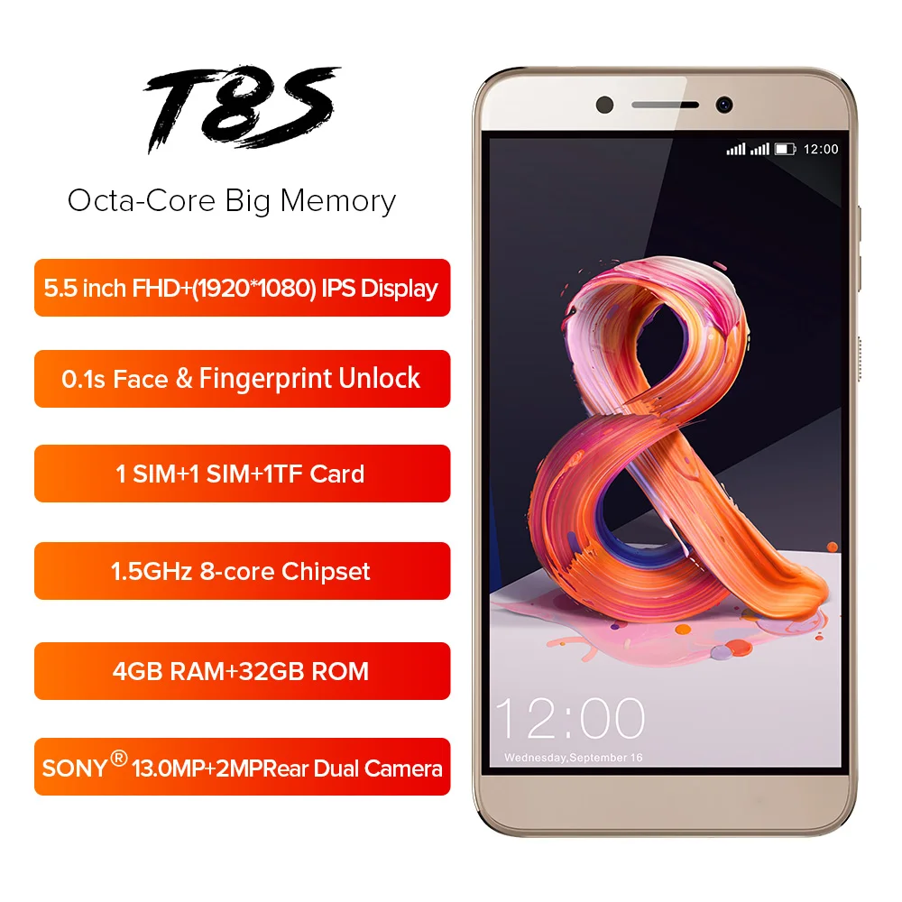LEAGOO T8s смартфон с 5 5-дюймовым дисплеем восьмиядерным процессором ОЗУ 4 Гб ПЗУ 32 ГБ