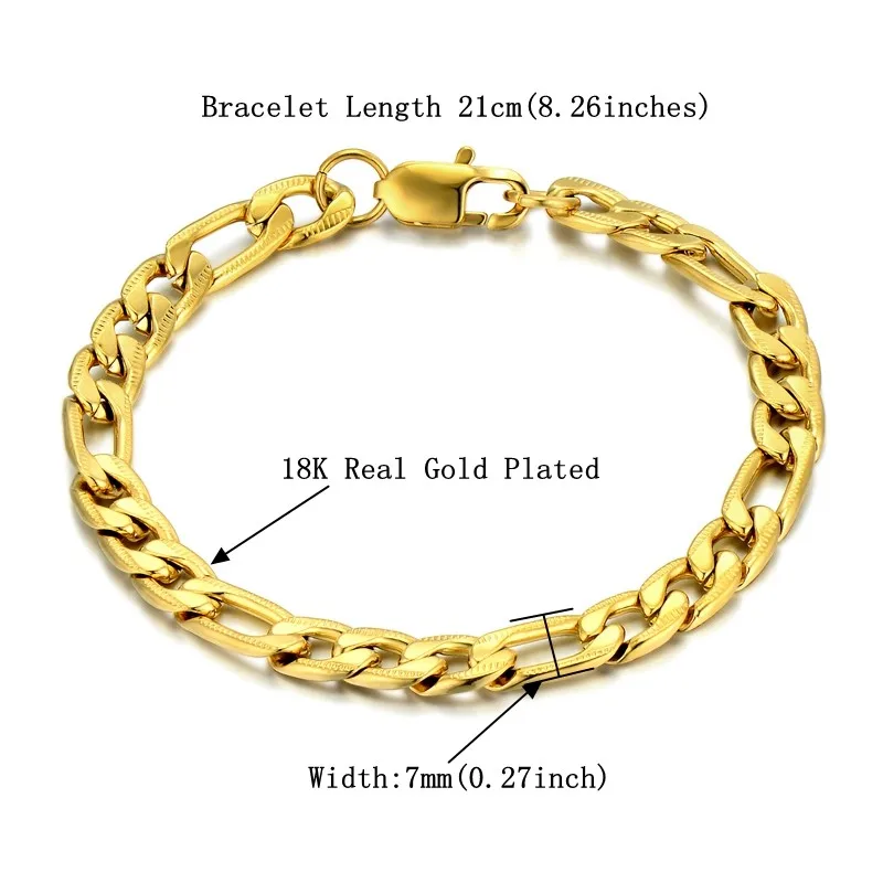 Vintage Figaro Chain Link Bracelet For Women/Men Wholesale Braslet Gold Color Stainless Steel Jewelry Pulseira | Украшения и