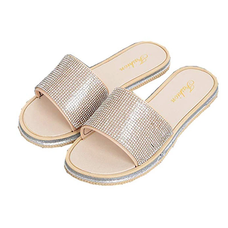 Женские сандалии Новинка лета 2019 модные блестящие с открытым носком женские без
