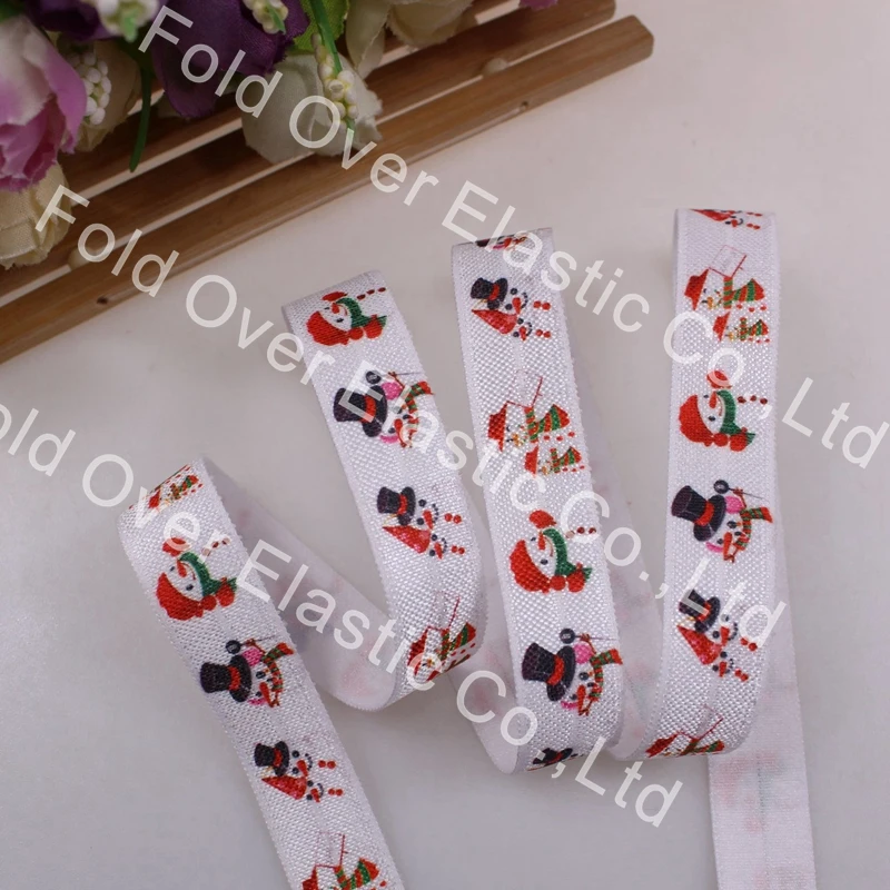 

Merry Christmas, 5/8 inch headband heat transfer with snowmen,Hair Ties FOE Girl DIY Accessories 100yards/lot
