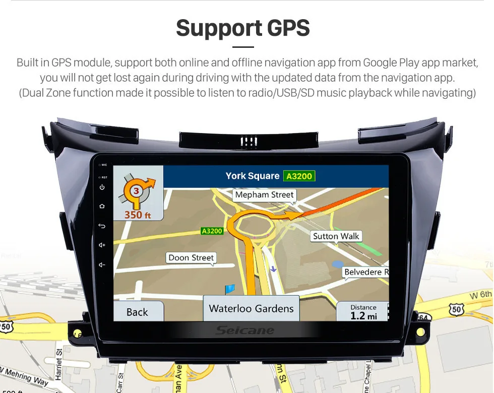Seicane 10,1 дюймов Android 8,1 gps Автомобильный мультимедийный плеер радио для Nissan Murano NAVARA NP300 поддержка видеокамера заднего вида в автомобиле с поддержкой технологии MirrorLink Link