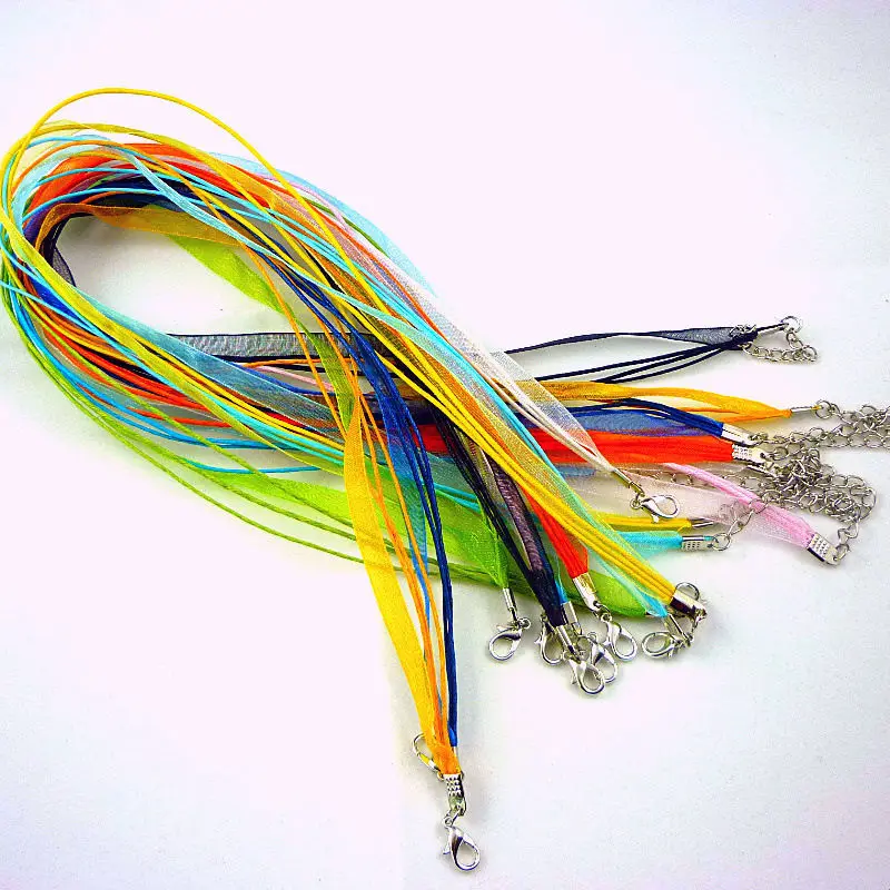 100 шт. разноцветная атласная лента шнур ожерелье цепочки ремешок 18 дюймов оптовая