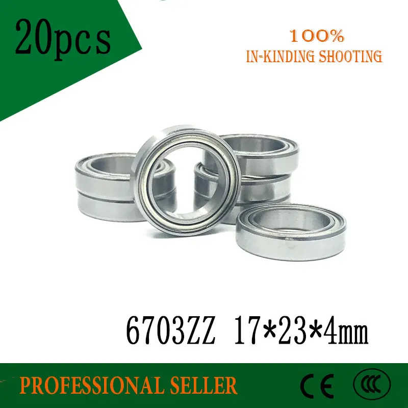 20PCS 6703ZZ Bearing 17x23x4 mm Thin Section 6703 ZZ Ball Bearings 61703ZZ