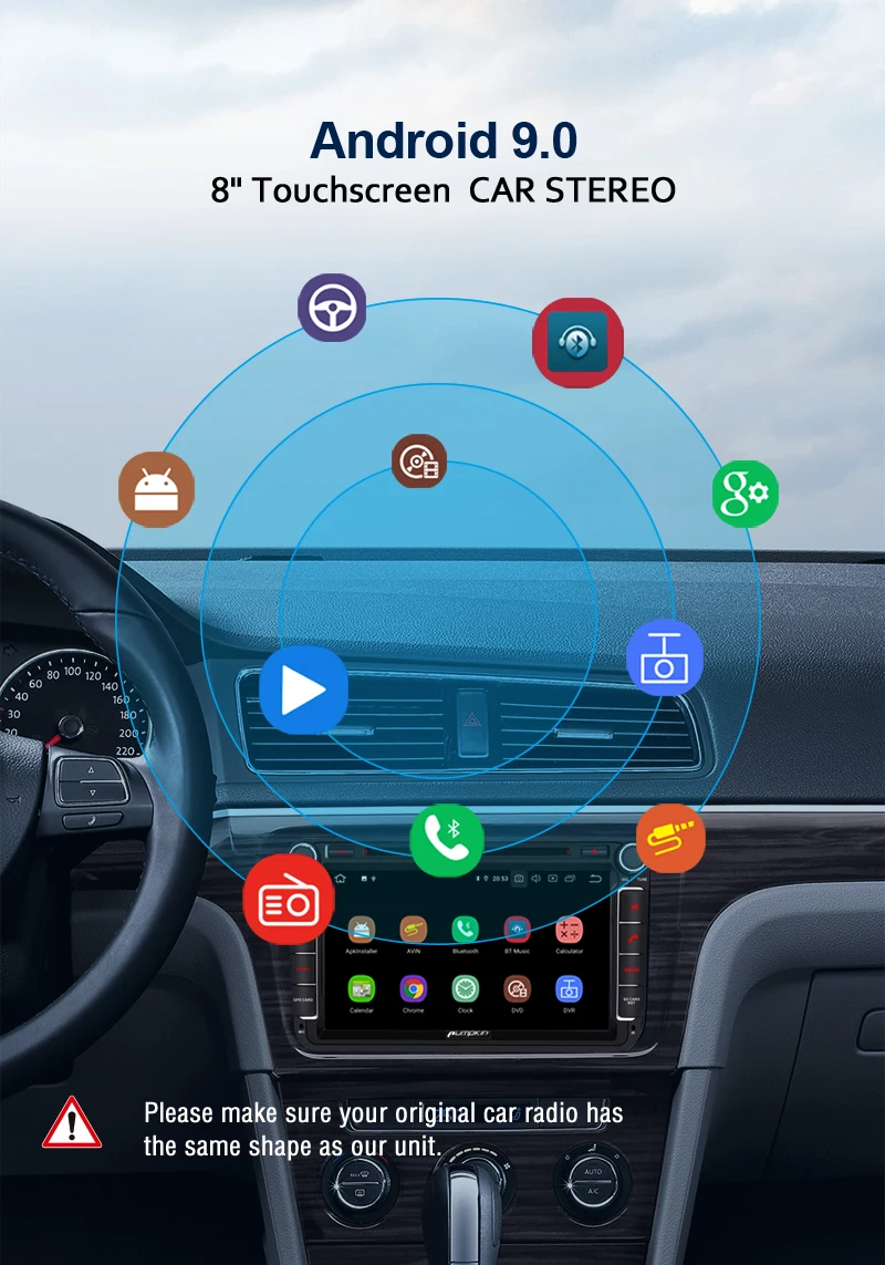 Тыква 2 Din 8 &quotАвтомобильный мультимедийный плеер Android 9 0 GPS Авторадио Стерео для