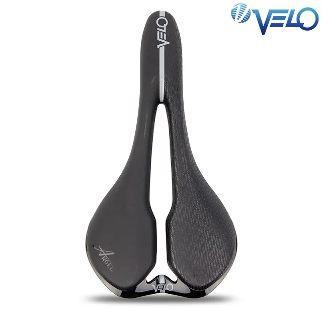 Велосипедное седло Velo для гонок, Велосипедное Сиденье из микрофибры, для шоссейного велосипеда, ультралегкое, MTB, силиконовое, гелевое, переднее сиденье, подушка - Цвет: Solid Black