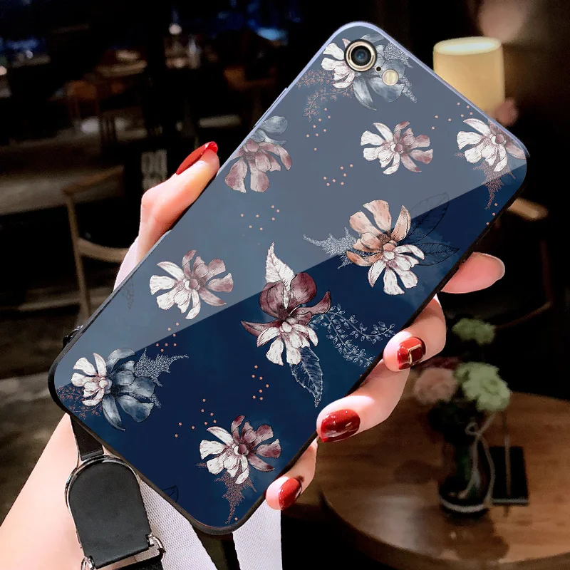 NO.8 Стеклянный чехол IIOZO для iPhone X XS MAX XR 6 6S 7 8 Plus, чехол для телефона s из закаленного стекла с мраморным цветочным узором, чехол для iPhone XS Max - Цвет: NO.8