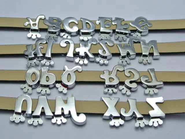 

26 Rhinestone Tiara Enamel Alphabet Letter "A-Z" Slide Charm Fit 8mm Wristbands